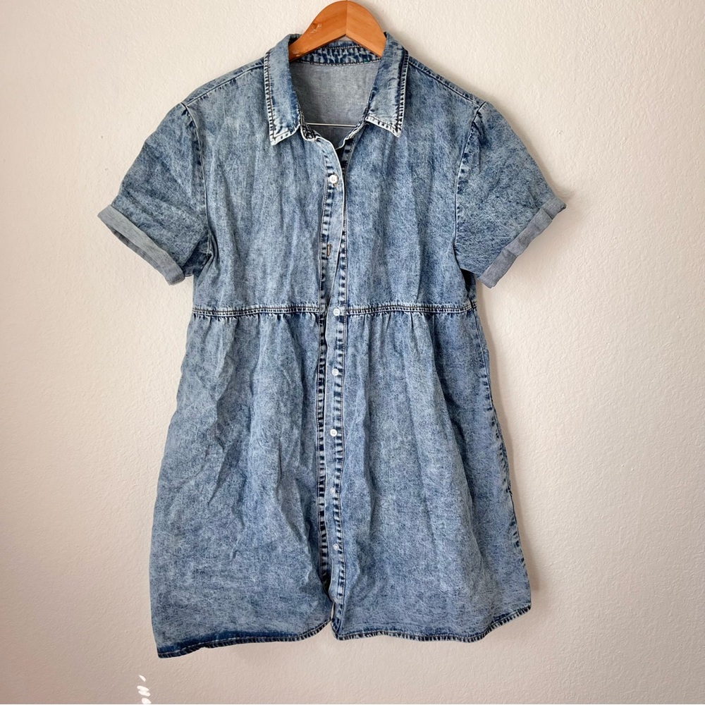 Denim Tiered Button Front Dress Sz M